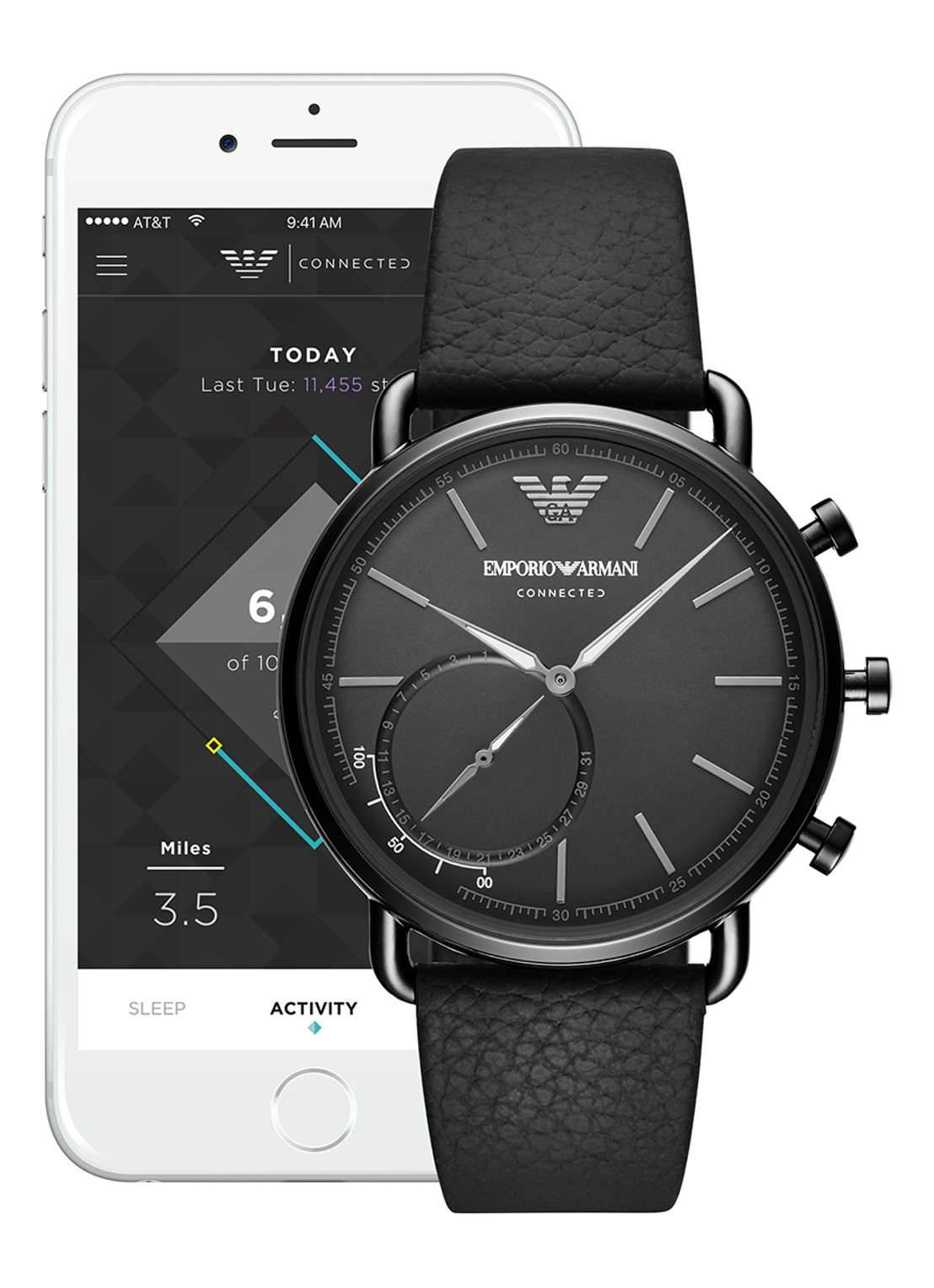 Emporio Armani Connected Hybrid Smartwatch  ART3030 - detail 5 zwart