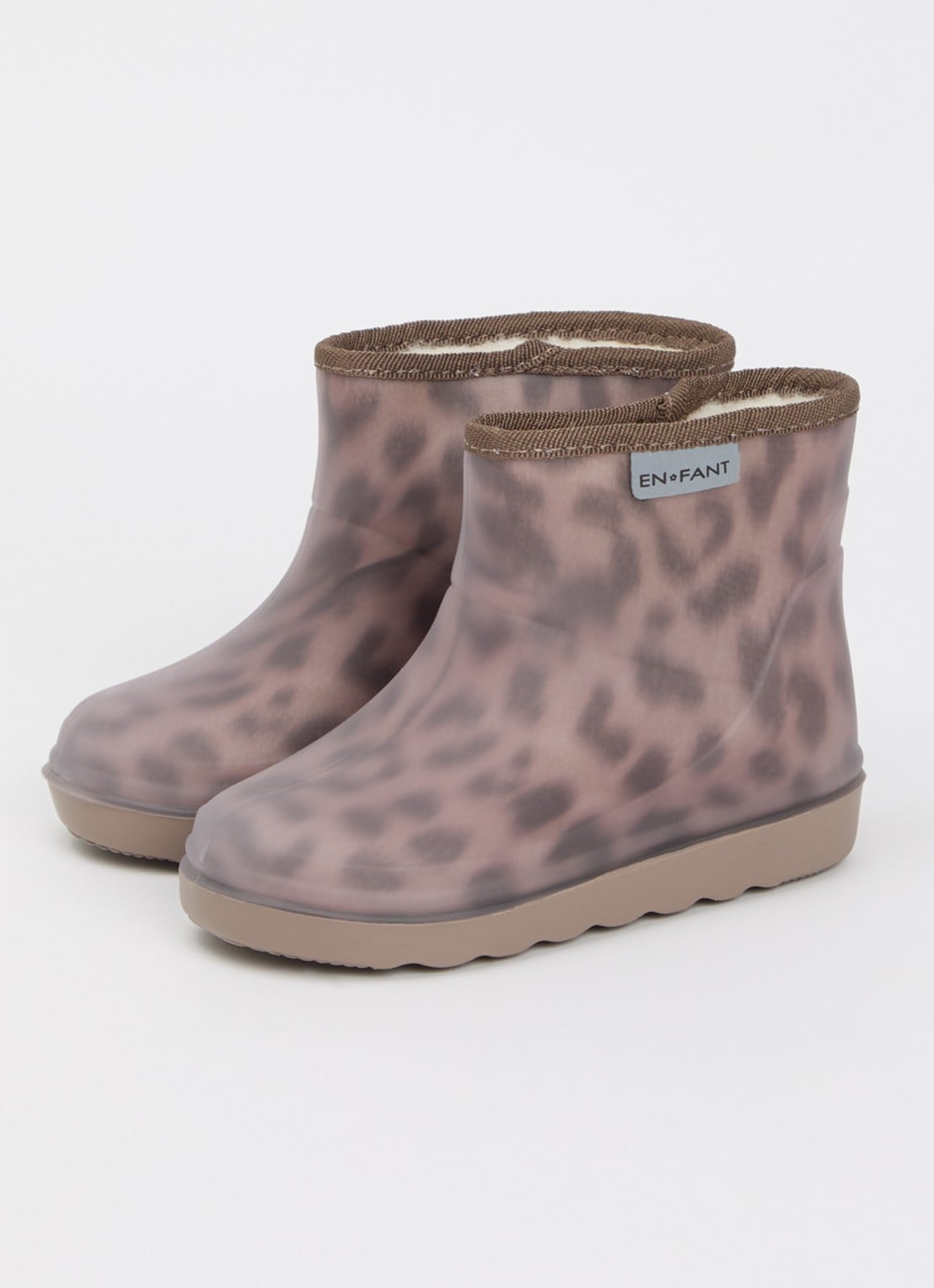 EN FANT Thermo regenlaars met panterprint en logo - voorkant 2 lichtbruin