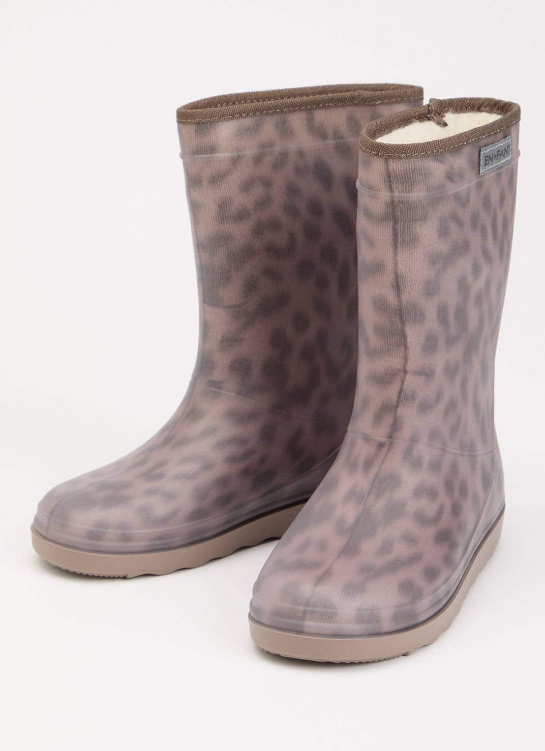 EN FANT Thermo regenlaars met panterprint en logo - voorkant 2 lichtbruin