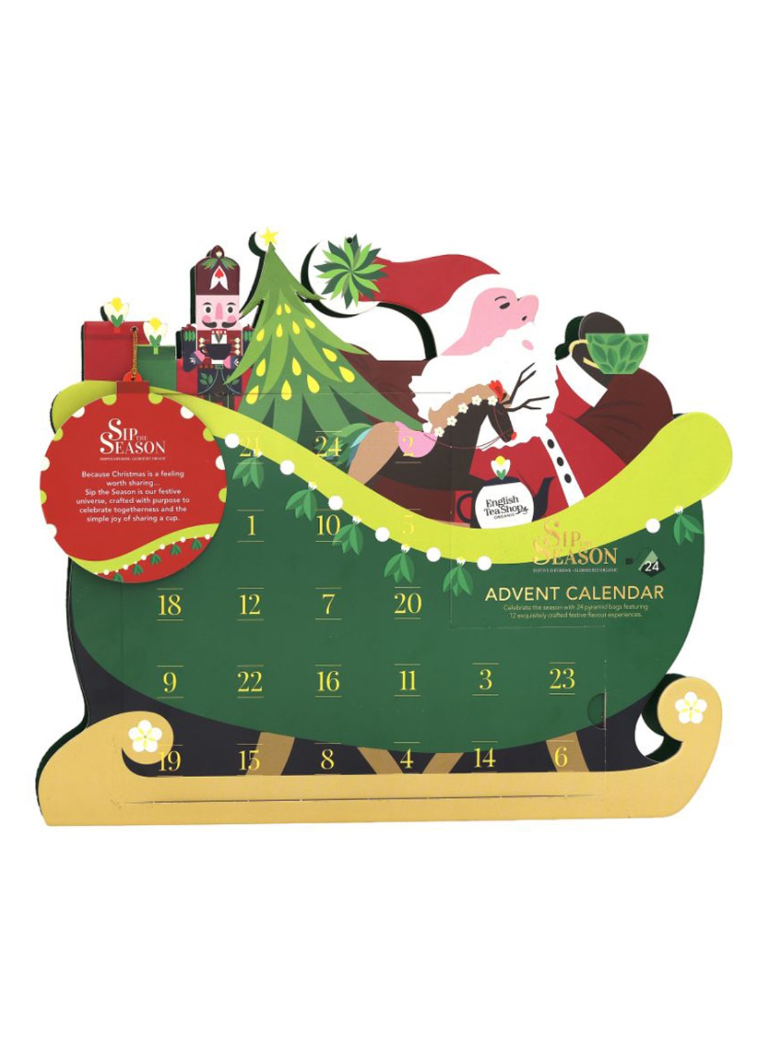 English Tea Shop Santa Sleigh adventskalender 48 gram - 24 dagen - voorkant undefined