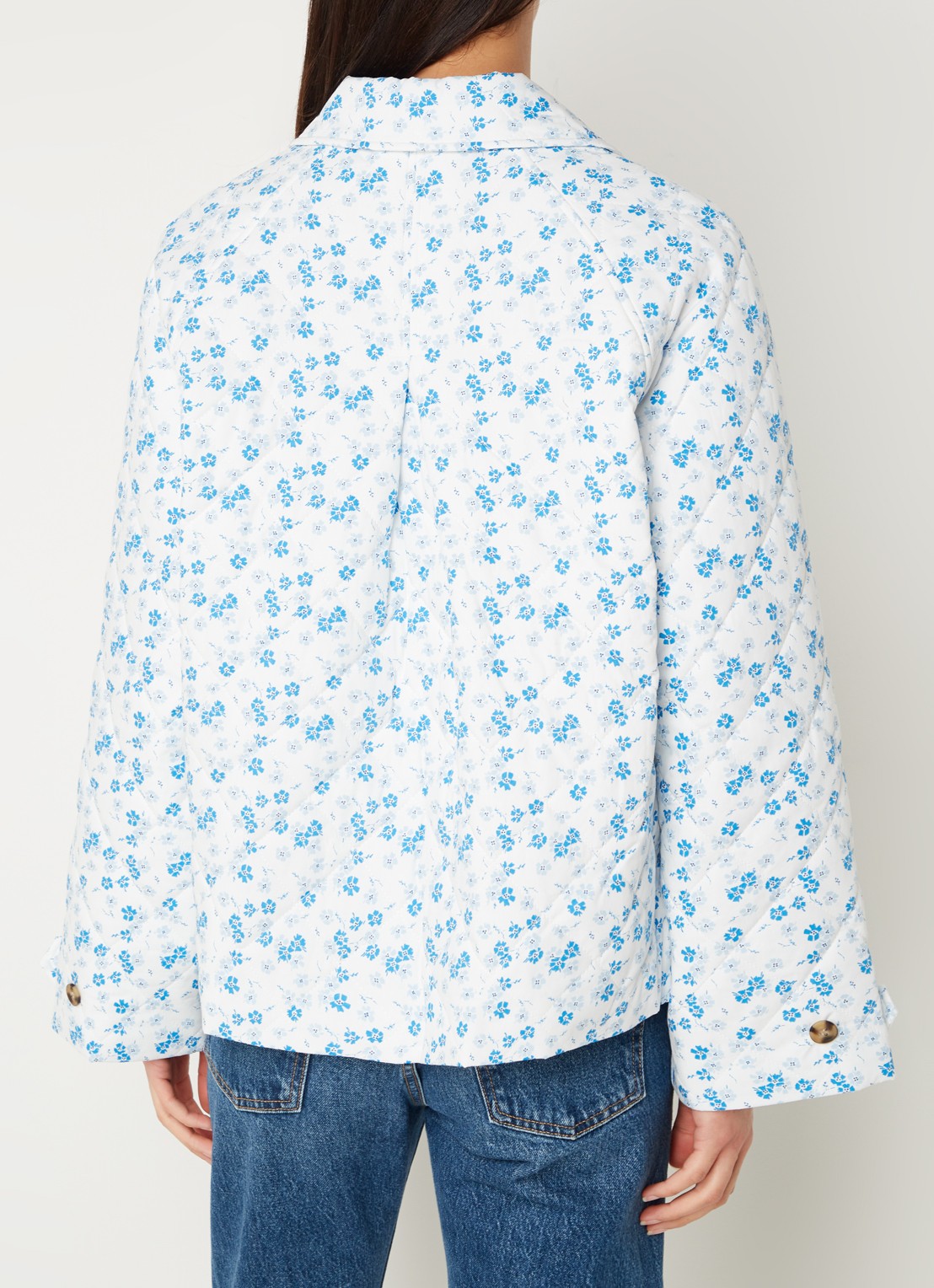 Envii Encamellia gewatteerd jack met bloemenprint - achterkant 5 blauw