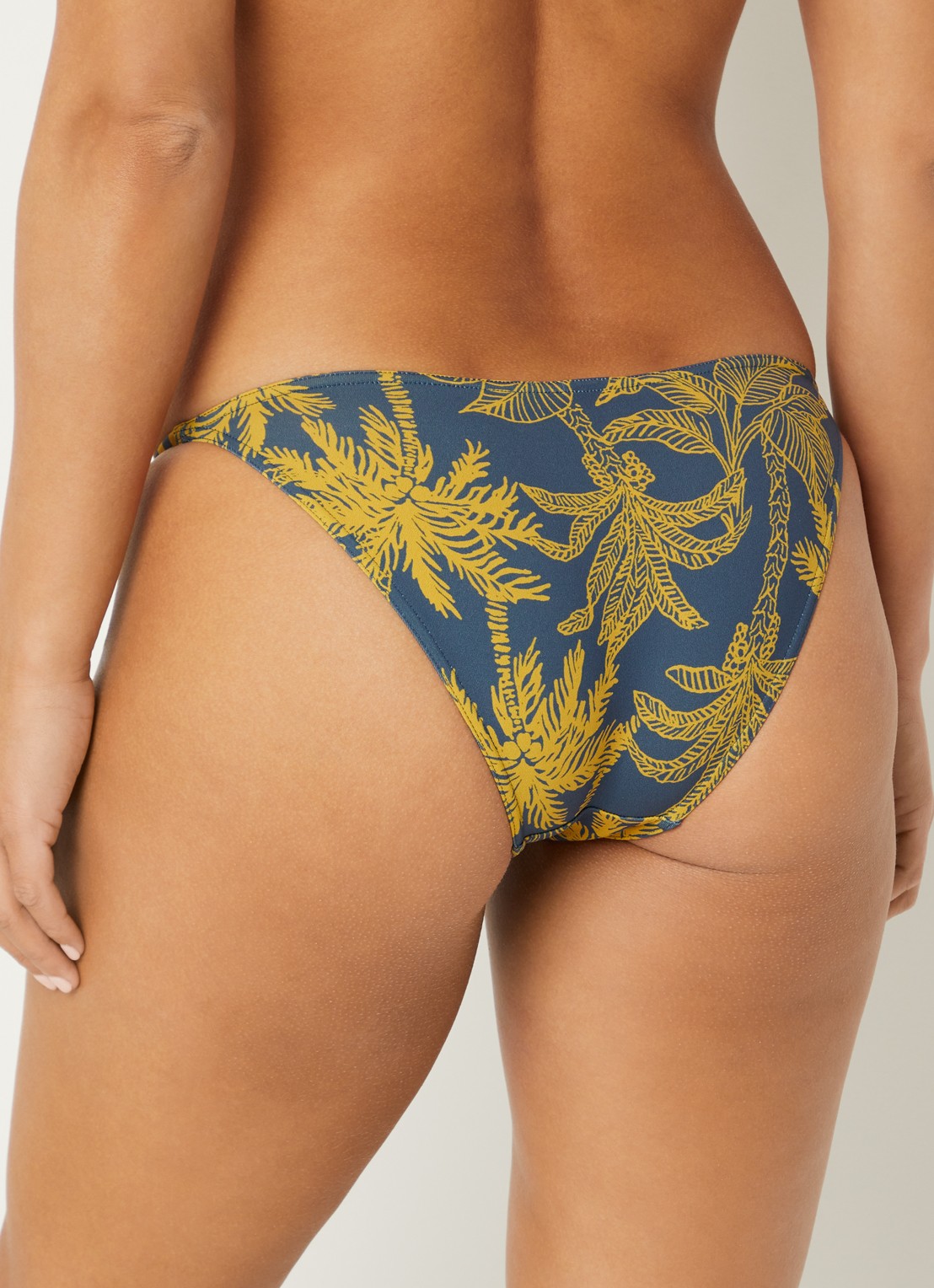 Eres Solarium bikinislip met bladprint - achterkant 5 mosterd