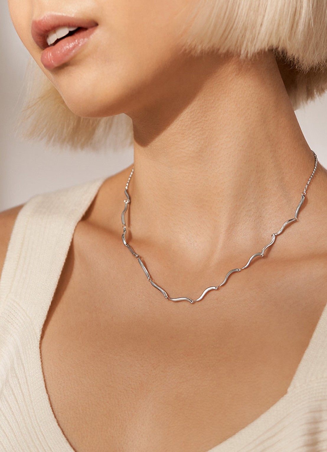 Essential Waves ketting SKJ1795040 - voorkant 3 zilver