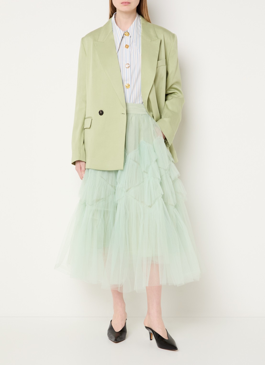 Essentiel Antwerp Blazer met klepzakken - voorkant 2 lichtgroen