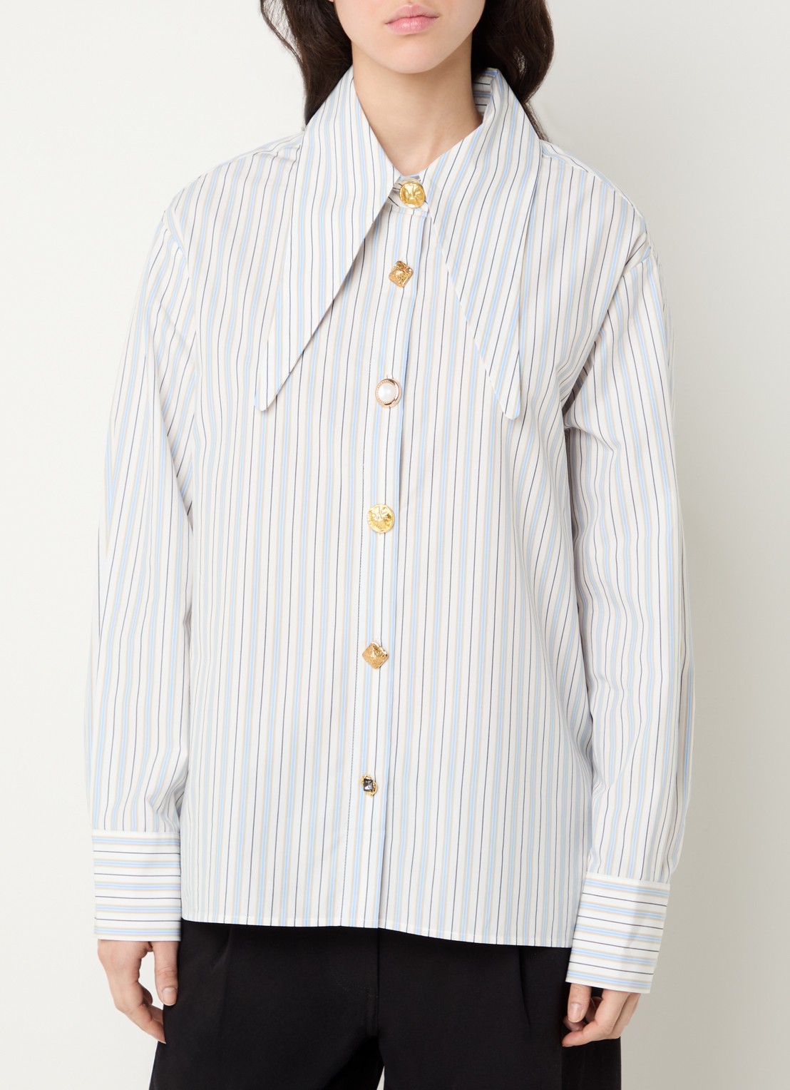 Essentiel Antwerp Blouse met kraag - detail 2 lichtblauw