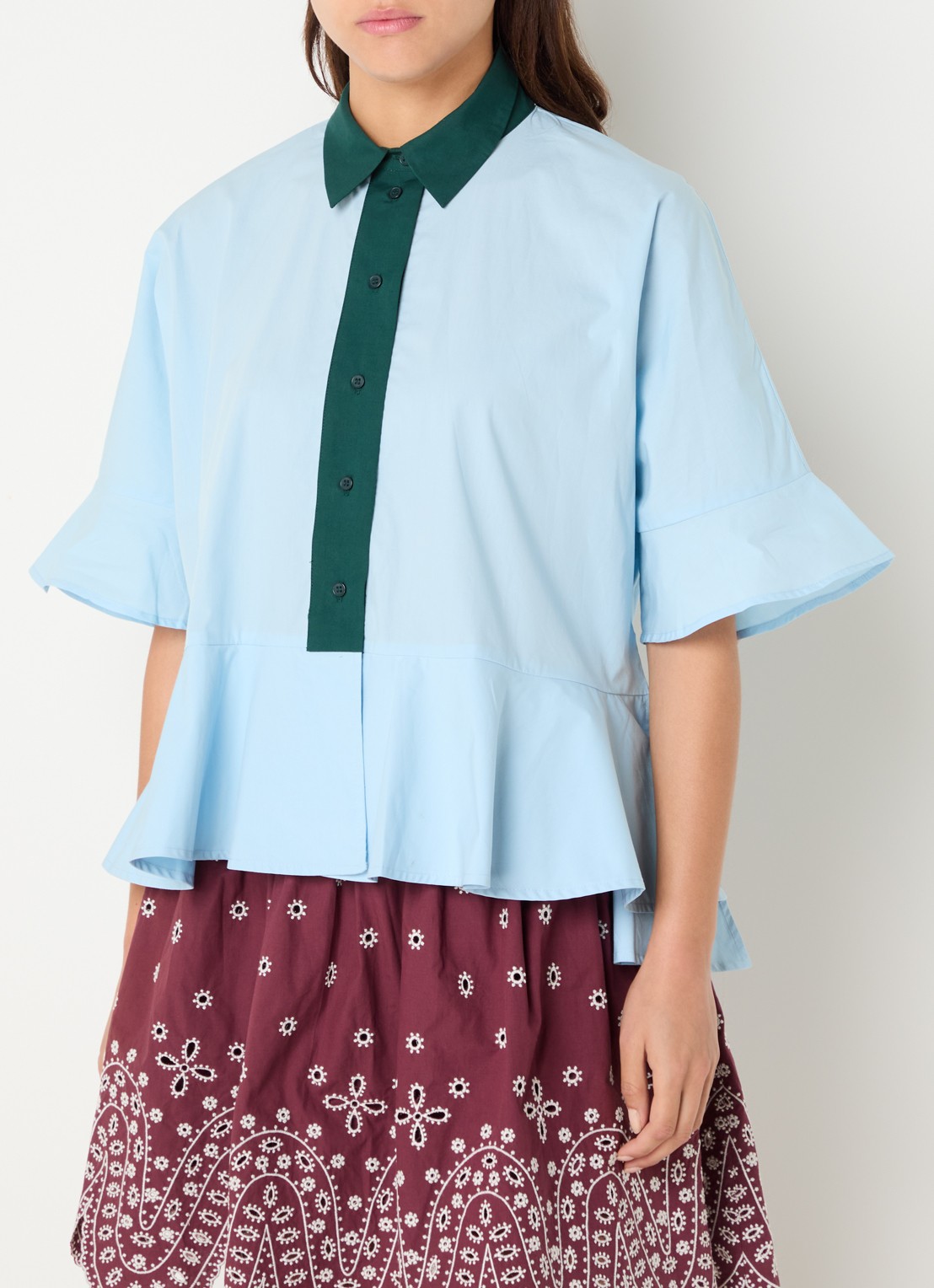 Essentiel Antwerp Blouse met kraag - detail 2 lichtblauw