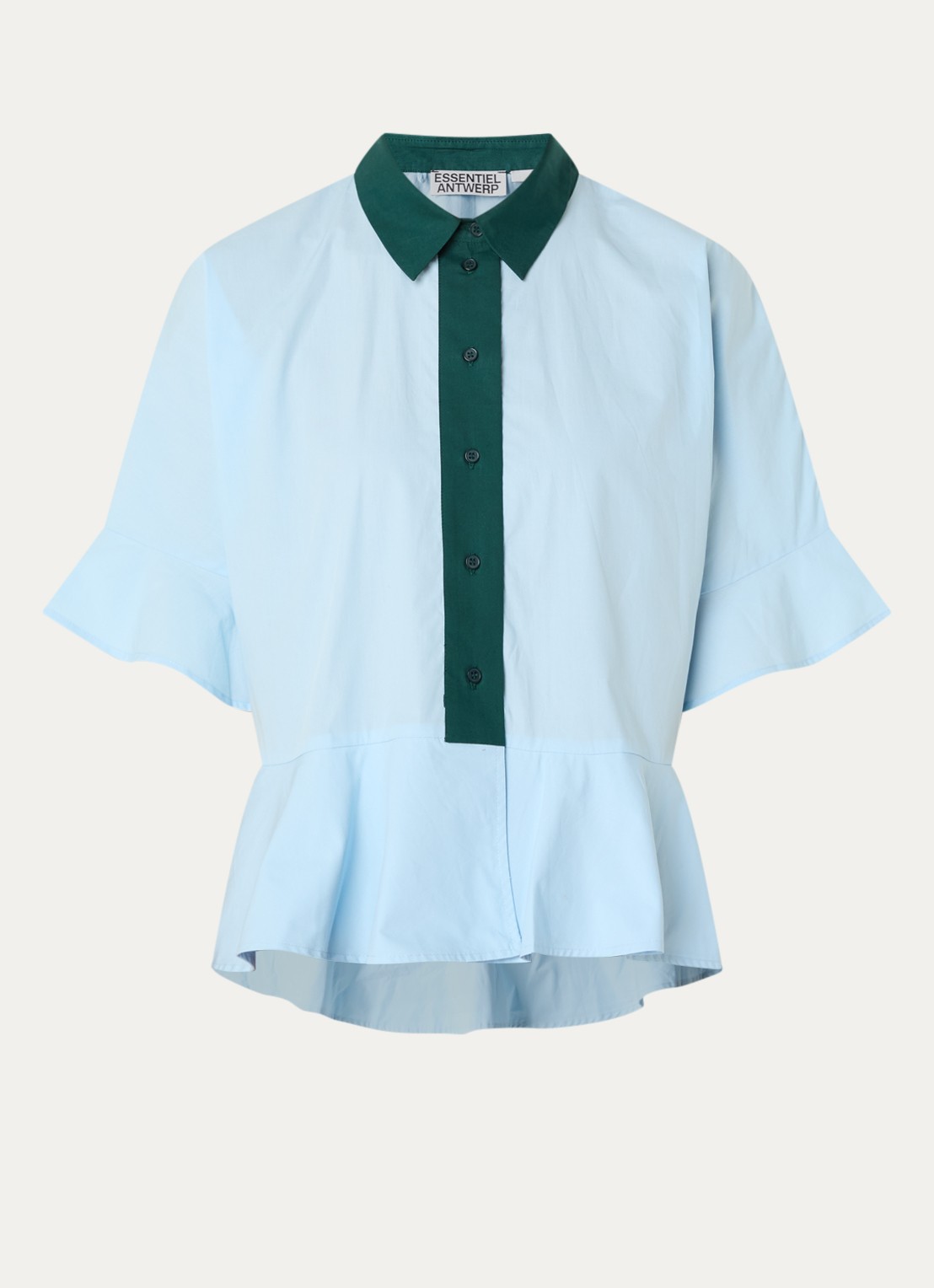 Essentiel Antwerp Blouse met kraag - voorkant 3 lichtblauw