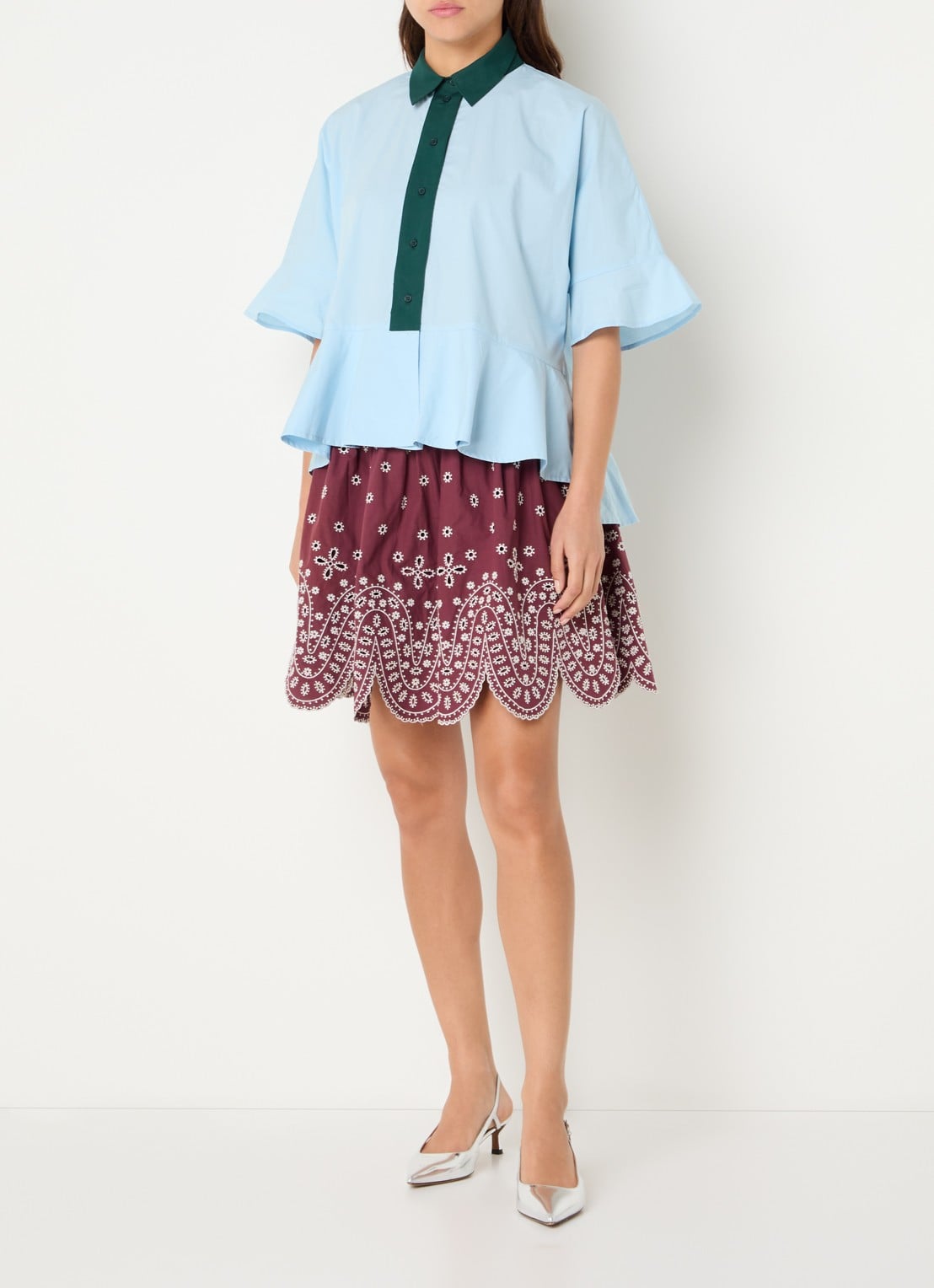 Essentiel Antwerp Blouse met kraag - voorkant 4 lichtblauw