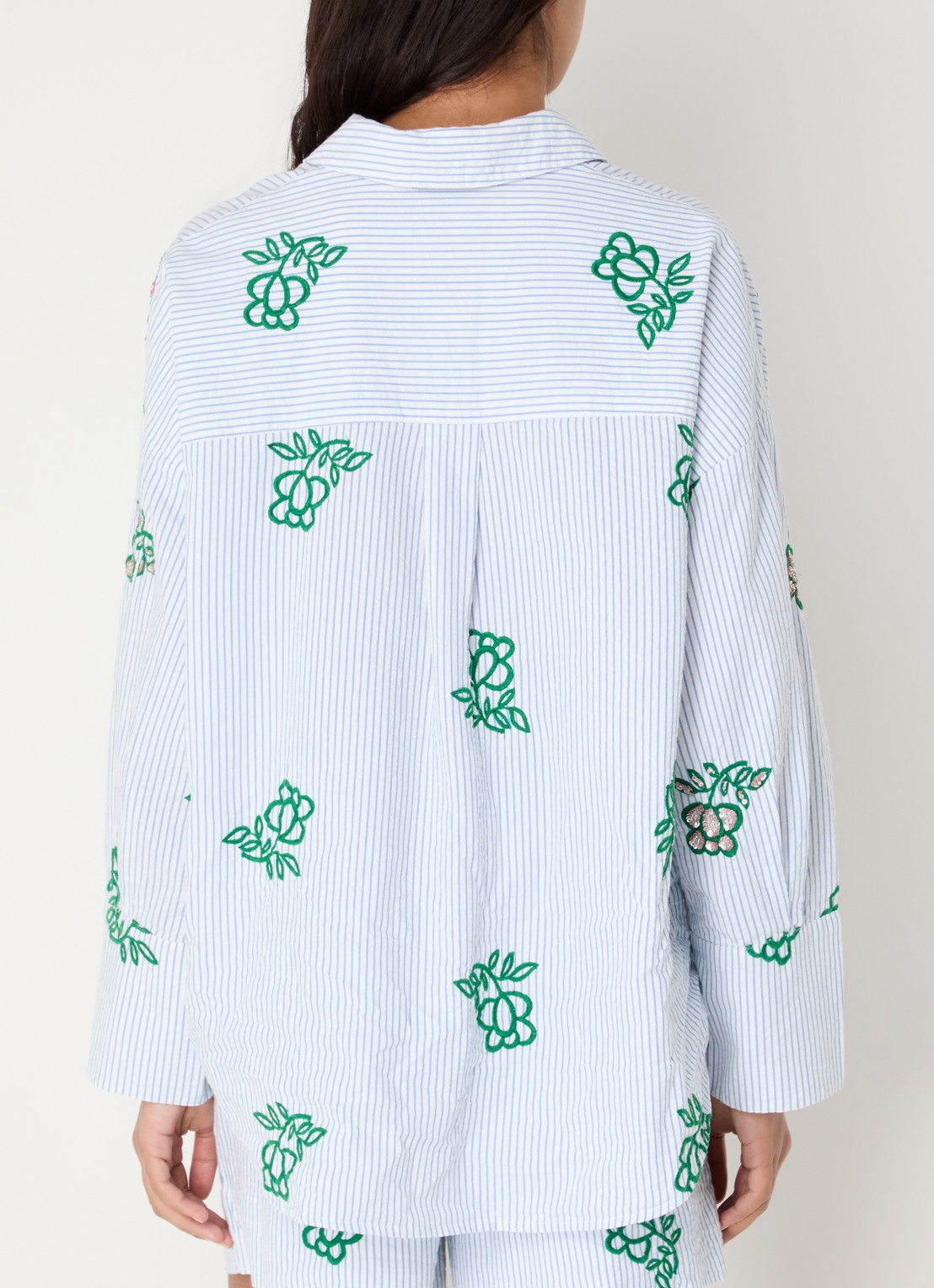 Essentiel Antwerp Blouse met pailletten en borduring - achterkant 4 blauw