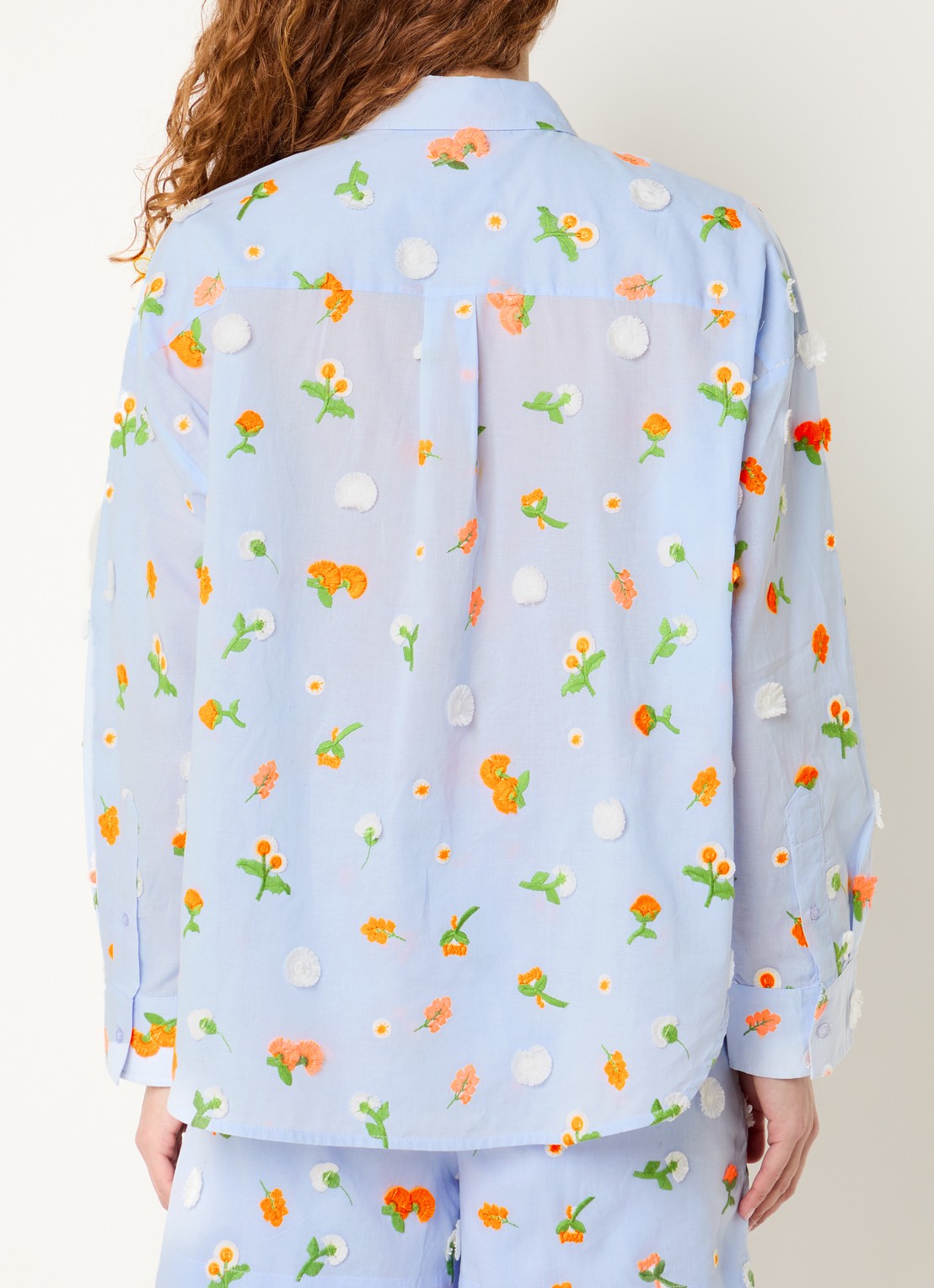 Essentiel Antwerp Blouse met pailletten en borduring - achterkant blauw