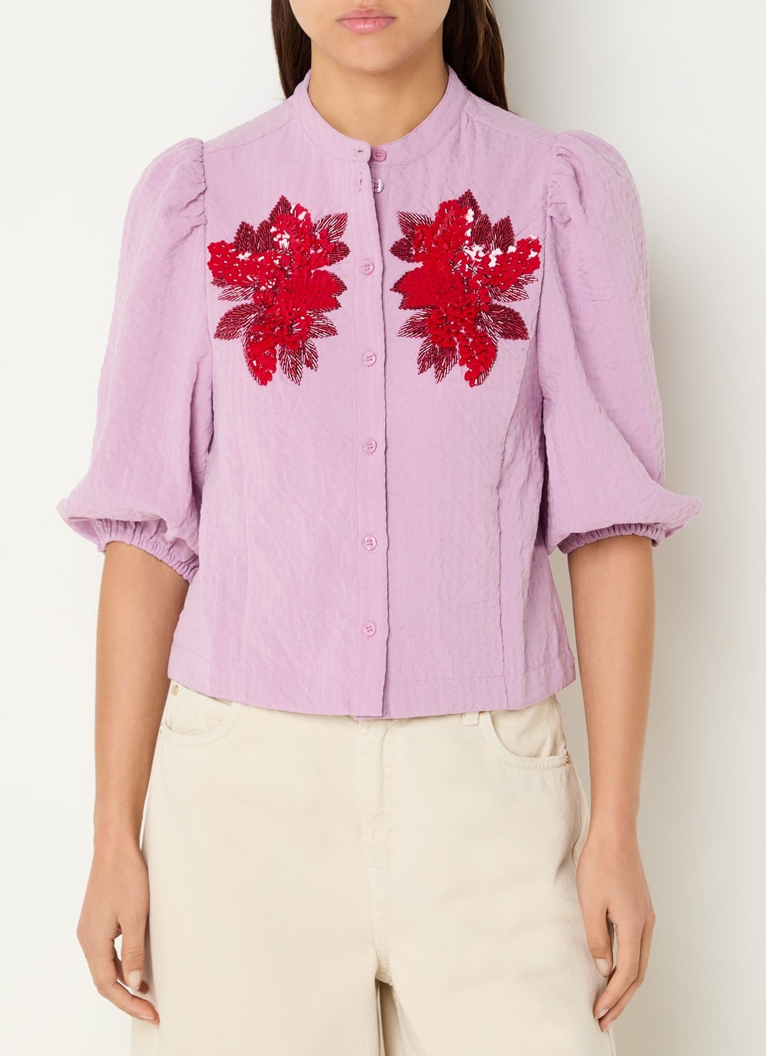Essentiel Antwerp Blouse met pailletten - detail 3 paars