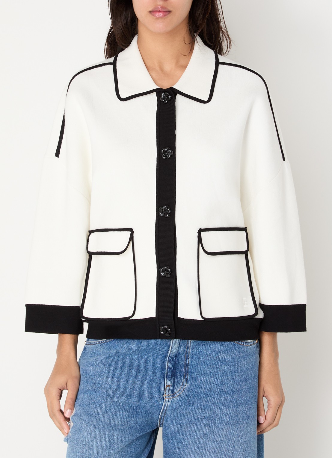 Essentiel Antwerp Fijngebreid vest met klepzakken - detail 2 wit