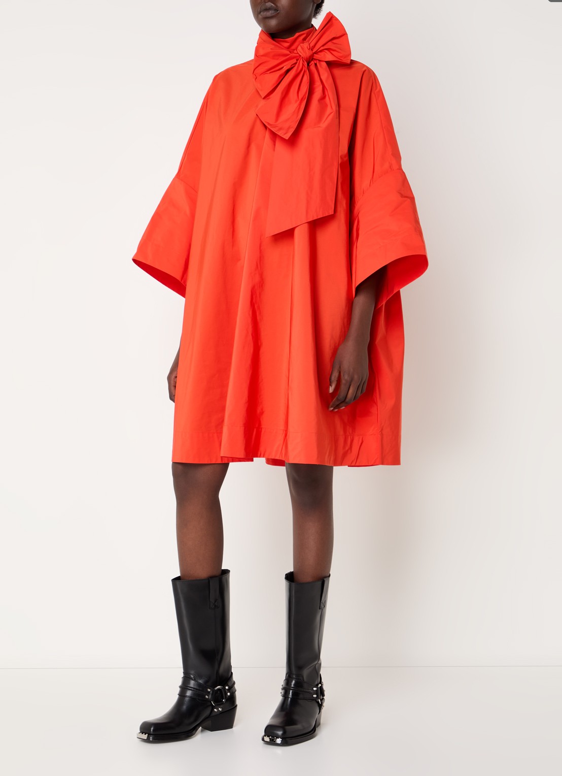 Essentiel Antwerp Greezer midi jurk met sjaalkraag - voorkant 2 rood