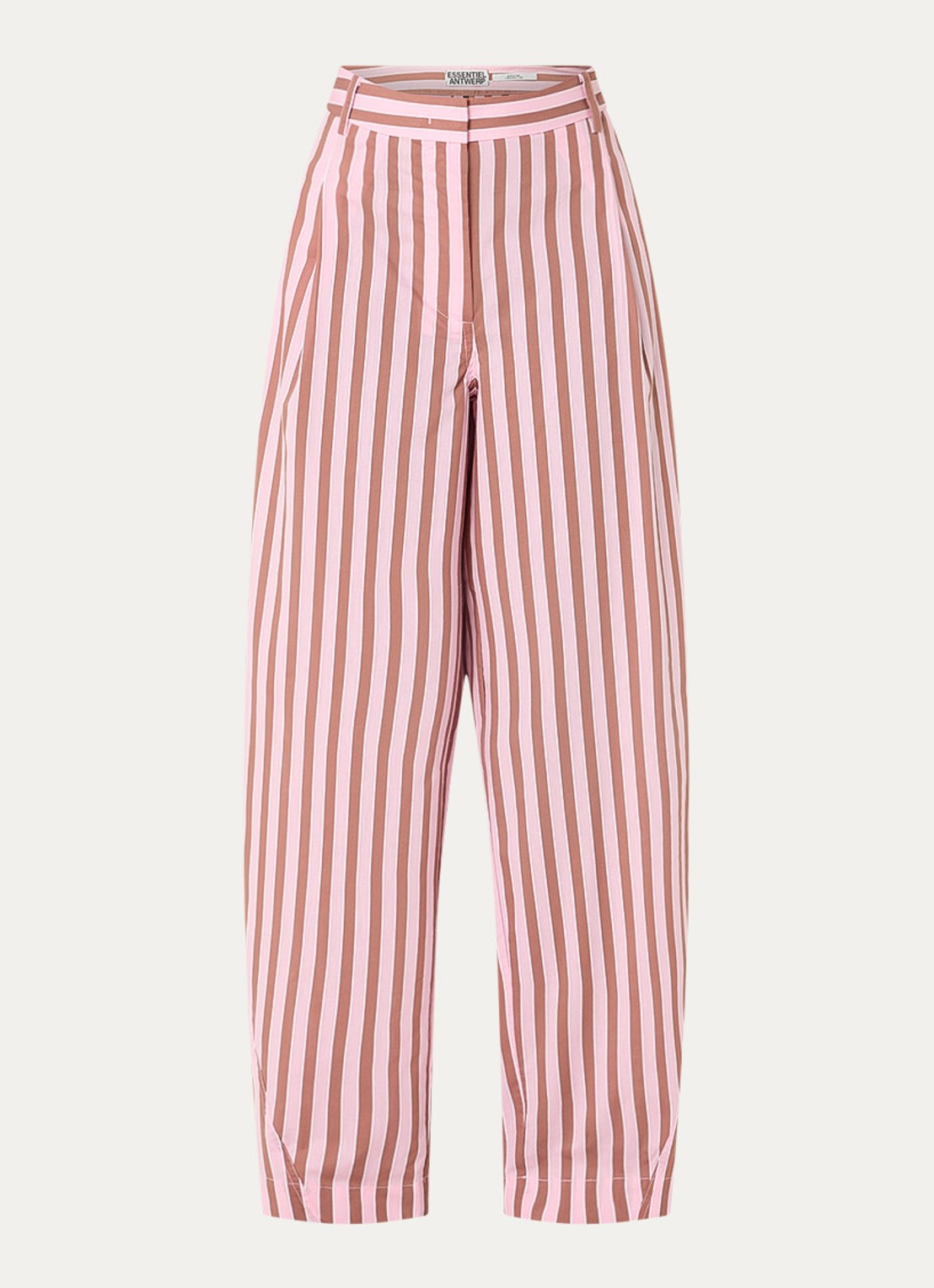 Essentiel Antwerp High waist balloon fit broek met streepprint - voorkant 2 roze