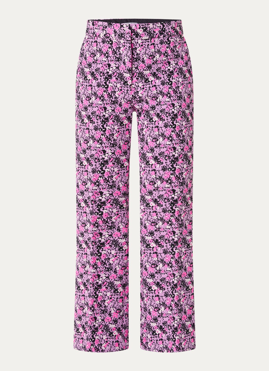 Essentiel Antwerp High waist straight fit cropped pantalon met jacquard dessin - voorkant 2 paars