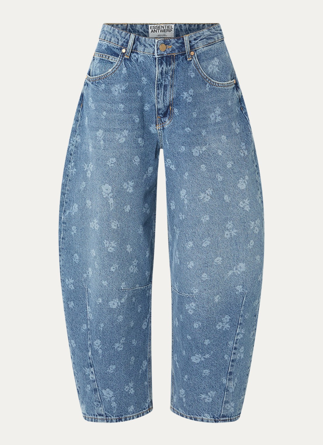 Essentiel Antwerp High waist wide leg jeans met gekleurde wassing - voorkant 4 indigo