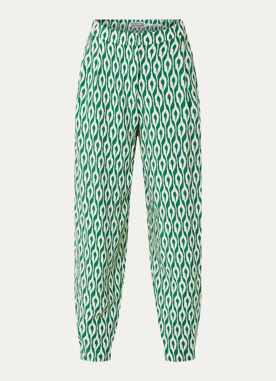 Essentiel Antwerp Ihalton high waist wide fit palazzo broek met print - voorkant 2 groen