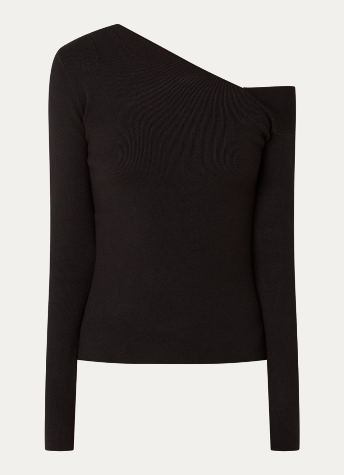Essentiel Antwerp Imeric fijngebreide off-shoulder top - voorkant 3 zwart