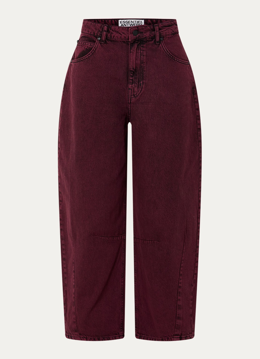 Essentiel Antwerp Impressive high waist loose fit jeans met gekleurde wassing - voorkant 4 bordeauxrood