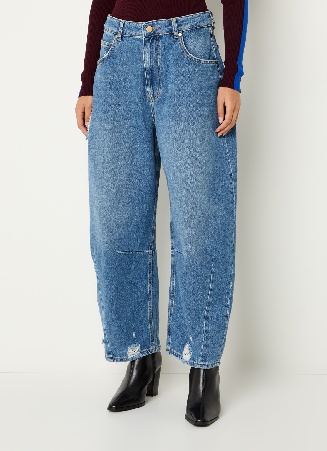 Essentiel Antwerp Interstellar high waist loose fit jeans met medium wassing - detail 2 indigo