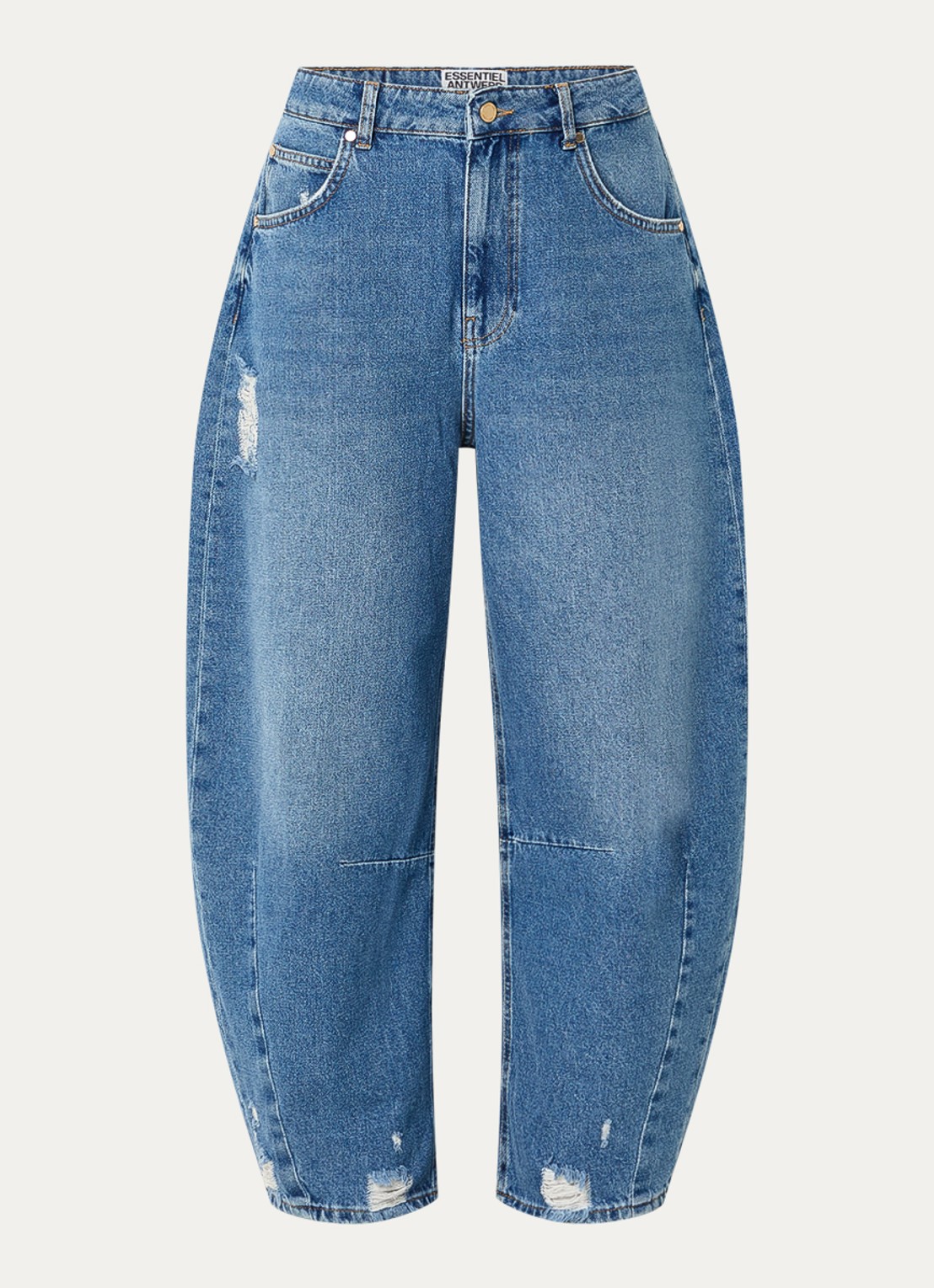 Essentiel Antwerp Interstellar high waist loose fit jeans met medium wassing - voorkant 4 indigo