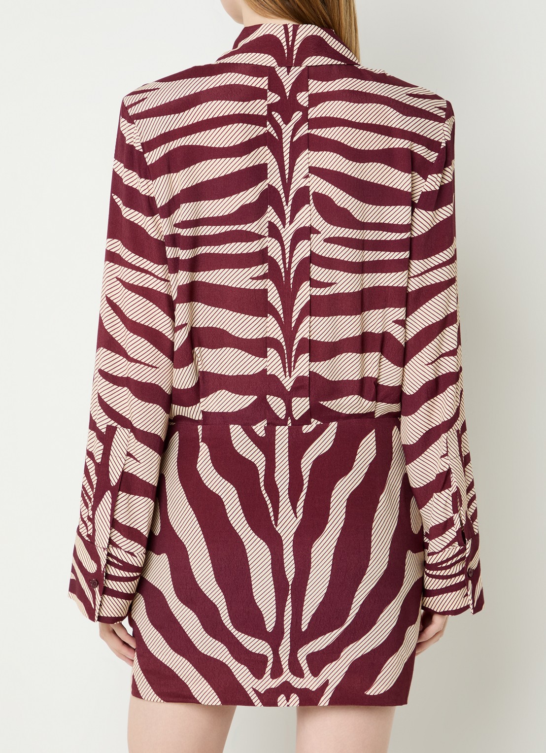 Essentiel Antwerp Isniper mini tuniekjurk met zebraprint - achterkant 4 bordeauxrood