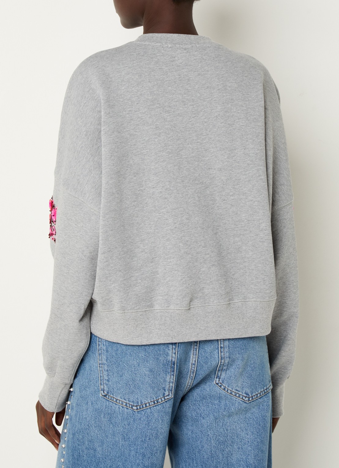 Essentiel Antwerp Itro sweater met pailletten en strass - achterkant 4 grijs
