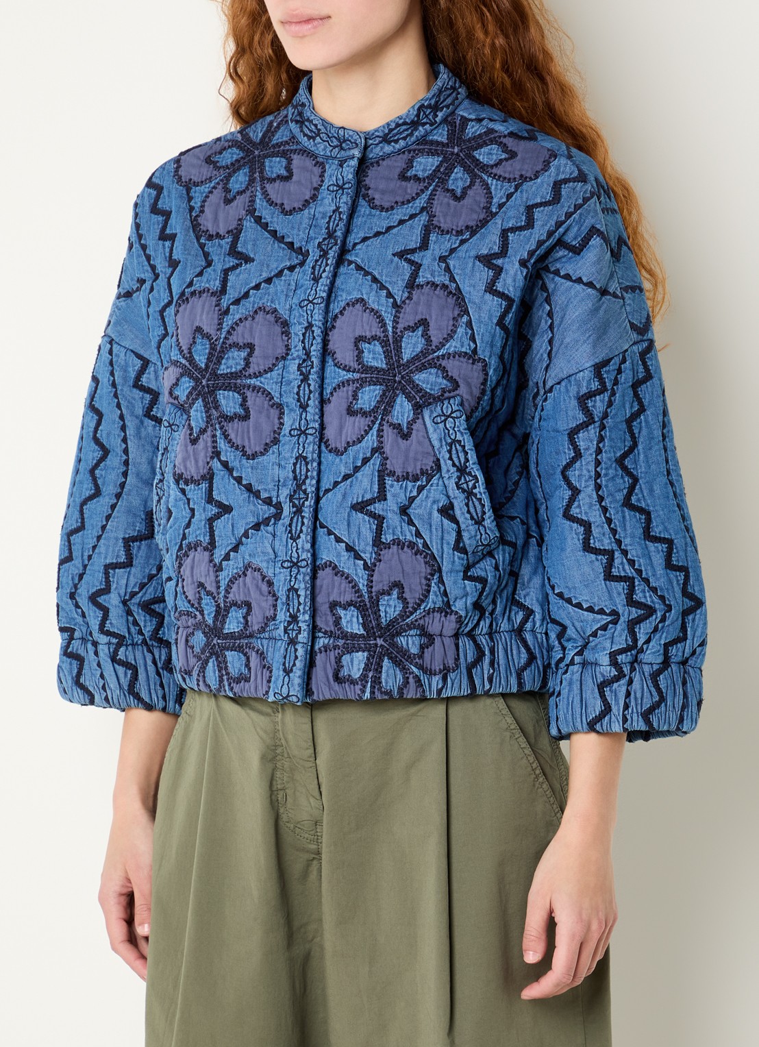 Essentiel Antwerp Jack met quilt patroon en steekzakken - detail 2 blauw