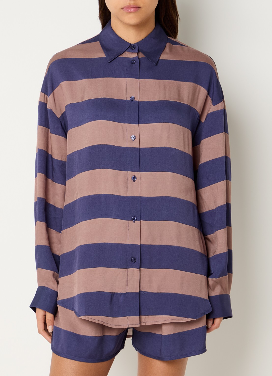 Essentiel Antwerp Jaim blouse met streepprint - detail 4 paars
