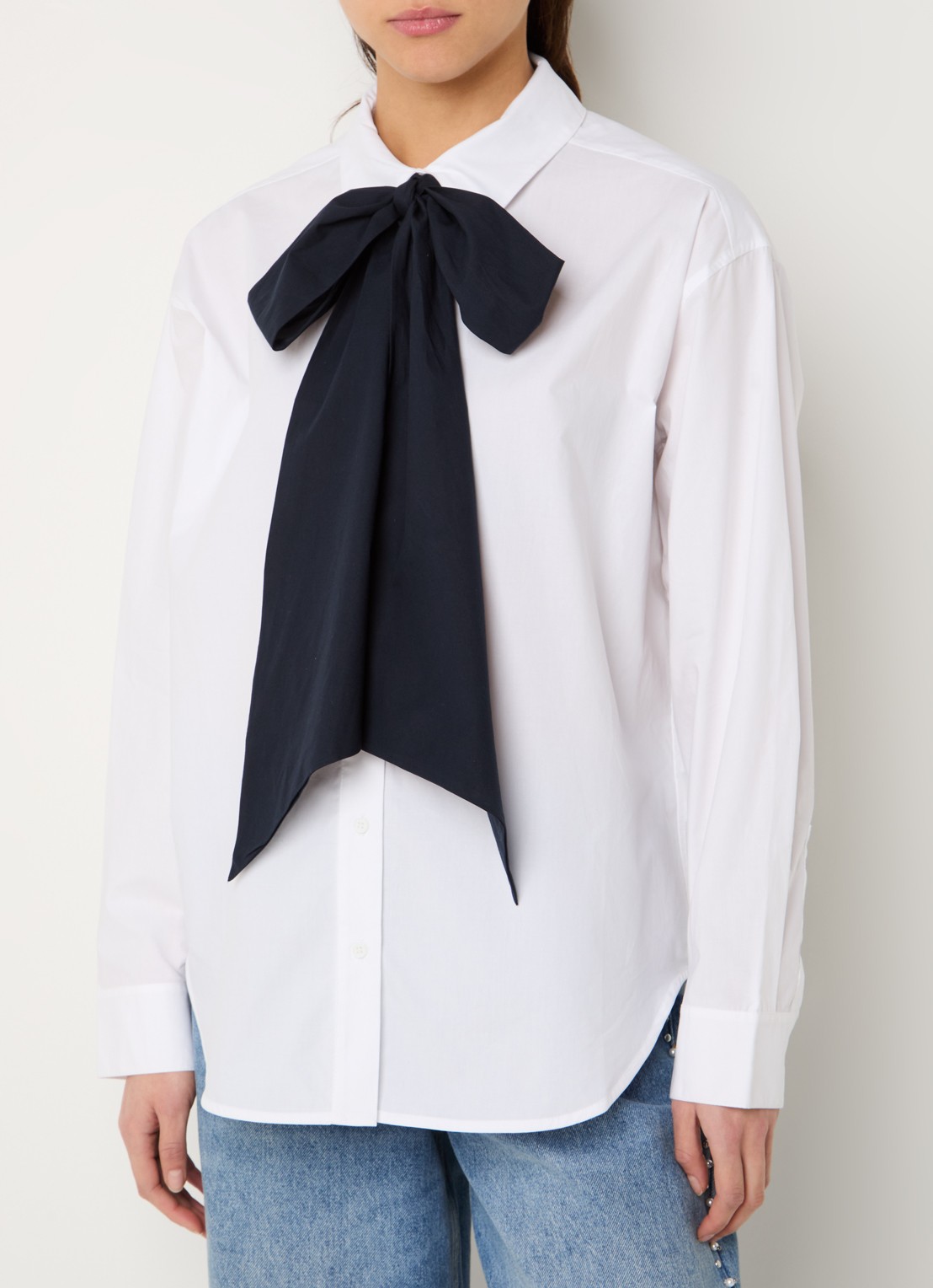 Essentiel Antwerp Jambers blouse met strikkraag - detail 4 wit