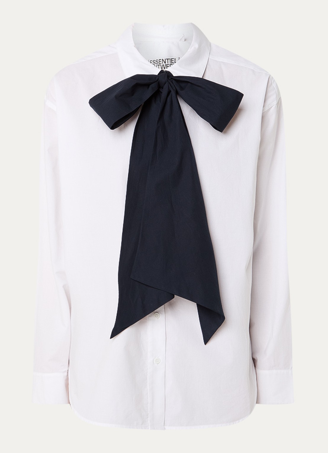 Essentiel Antwerp Jambers blouse met strikkraag - voorkant wit