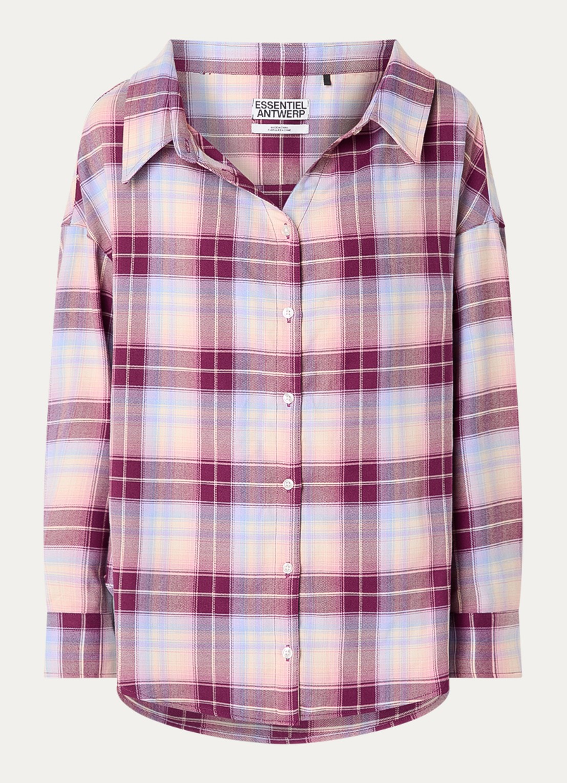 Essentiel Antwerp Jandrew blouse met ruitdessin - voorkant 5 paars