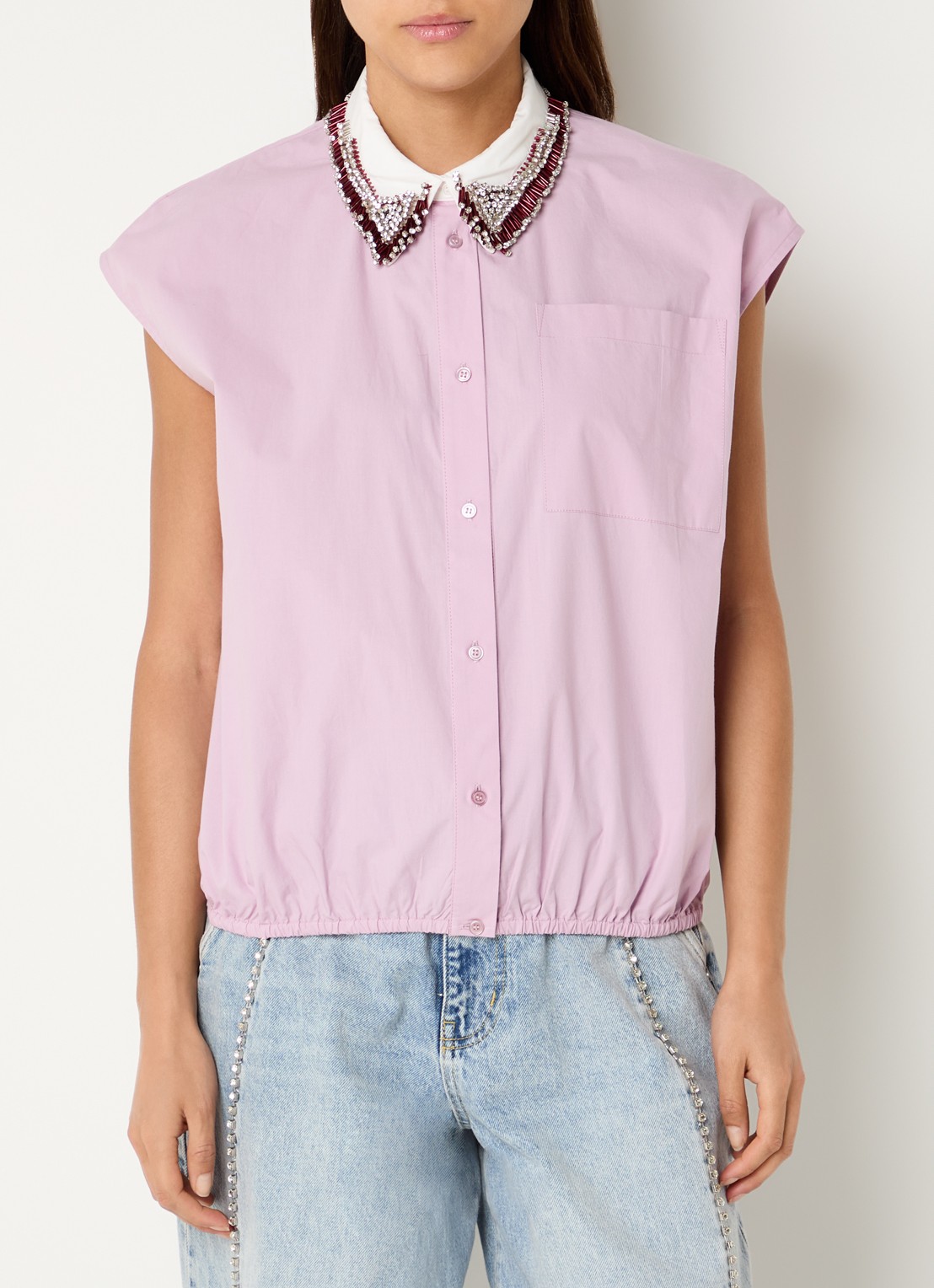 Essentiel Antwerp Janky blouse met strass - detail lila