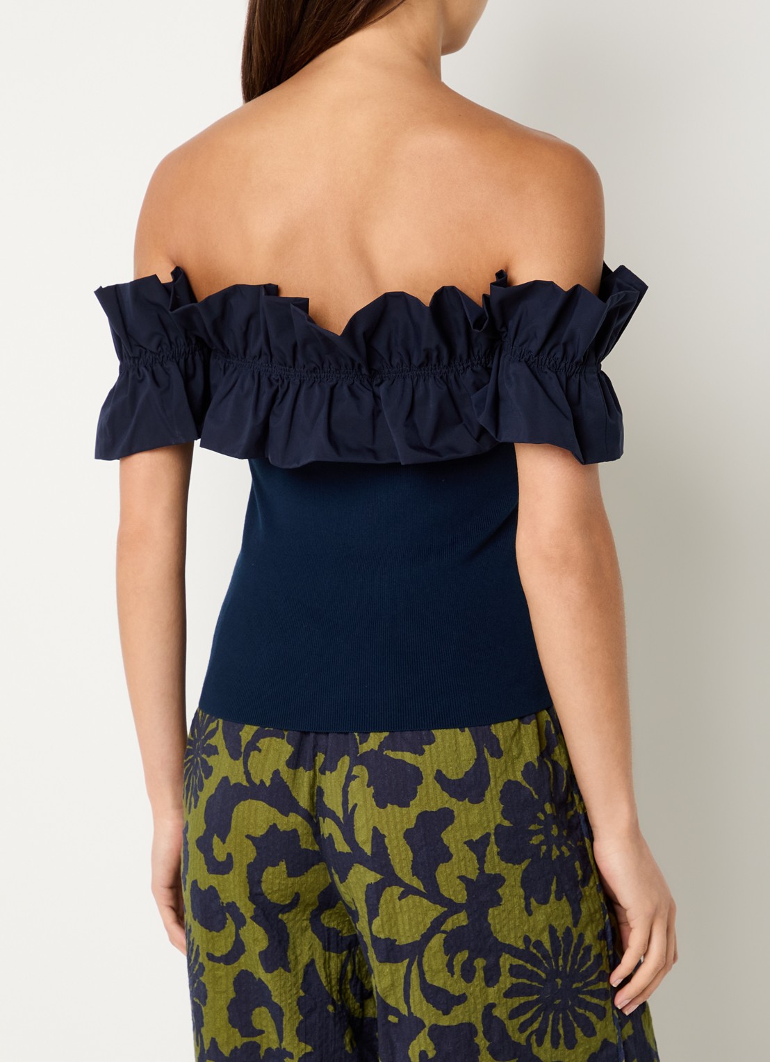 Essentiel Antwerp Jaqua off shoulder top met volant - achterkant 4 donkerblauw