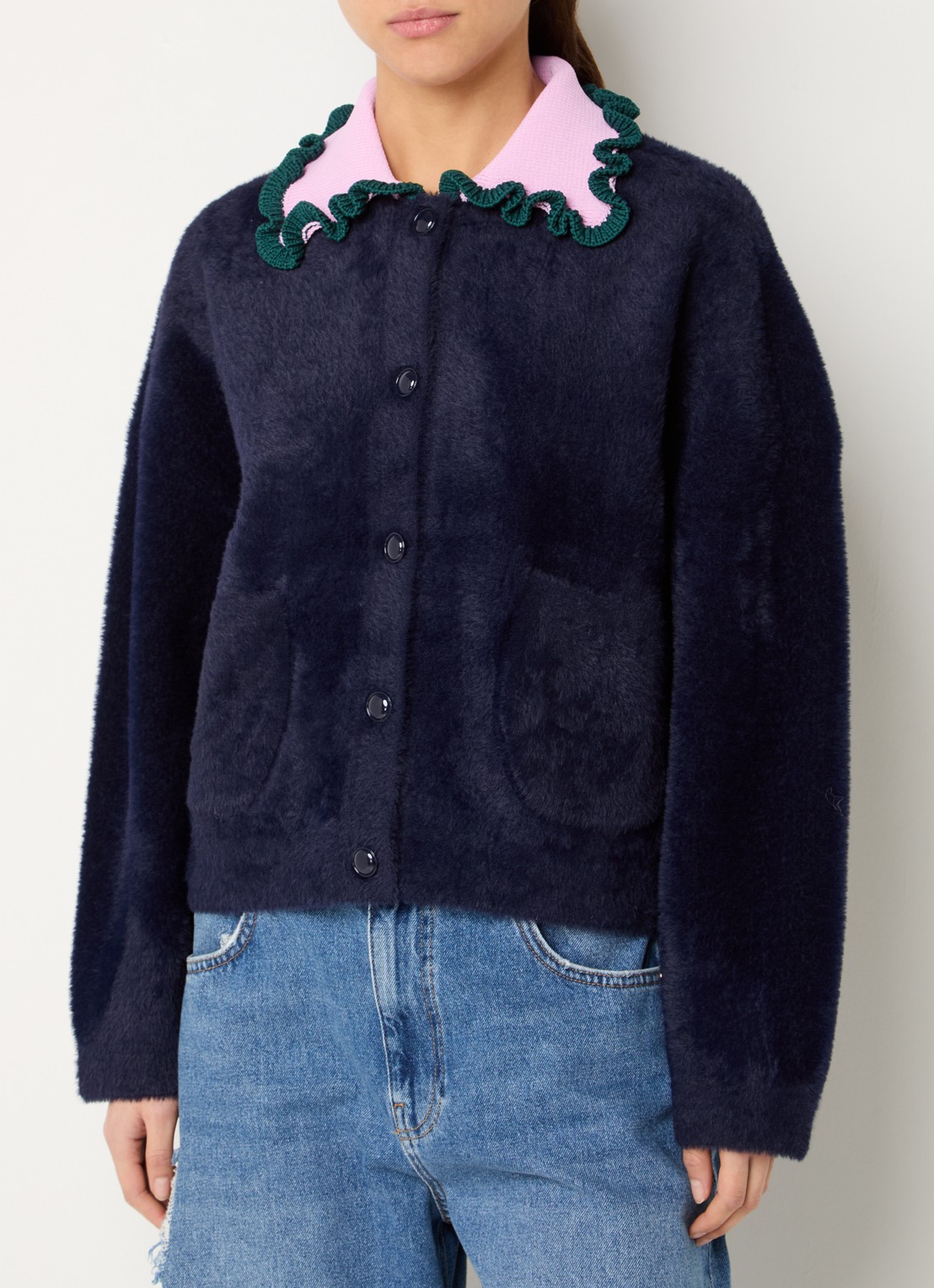 Essentiel Antwerp Jardener vest met opgestikte zakken - detail 2 donkerblauw
