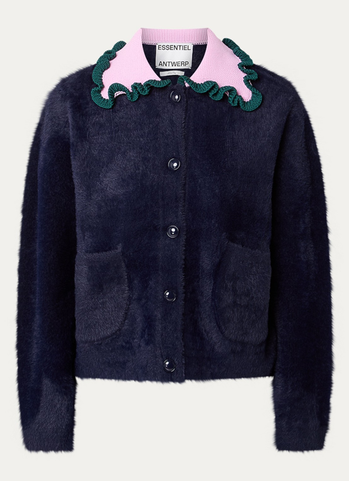 Essentiel Antwerp Jardener vest met opgestikte zakken - voorkant 3 donkerblauw
