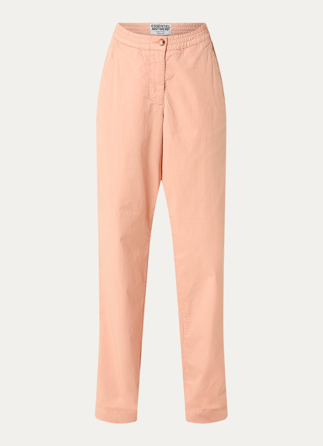 Essentiel Antwerp Jarne high waist straight fit chino met steekzakken - voorkant zalmroze
