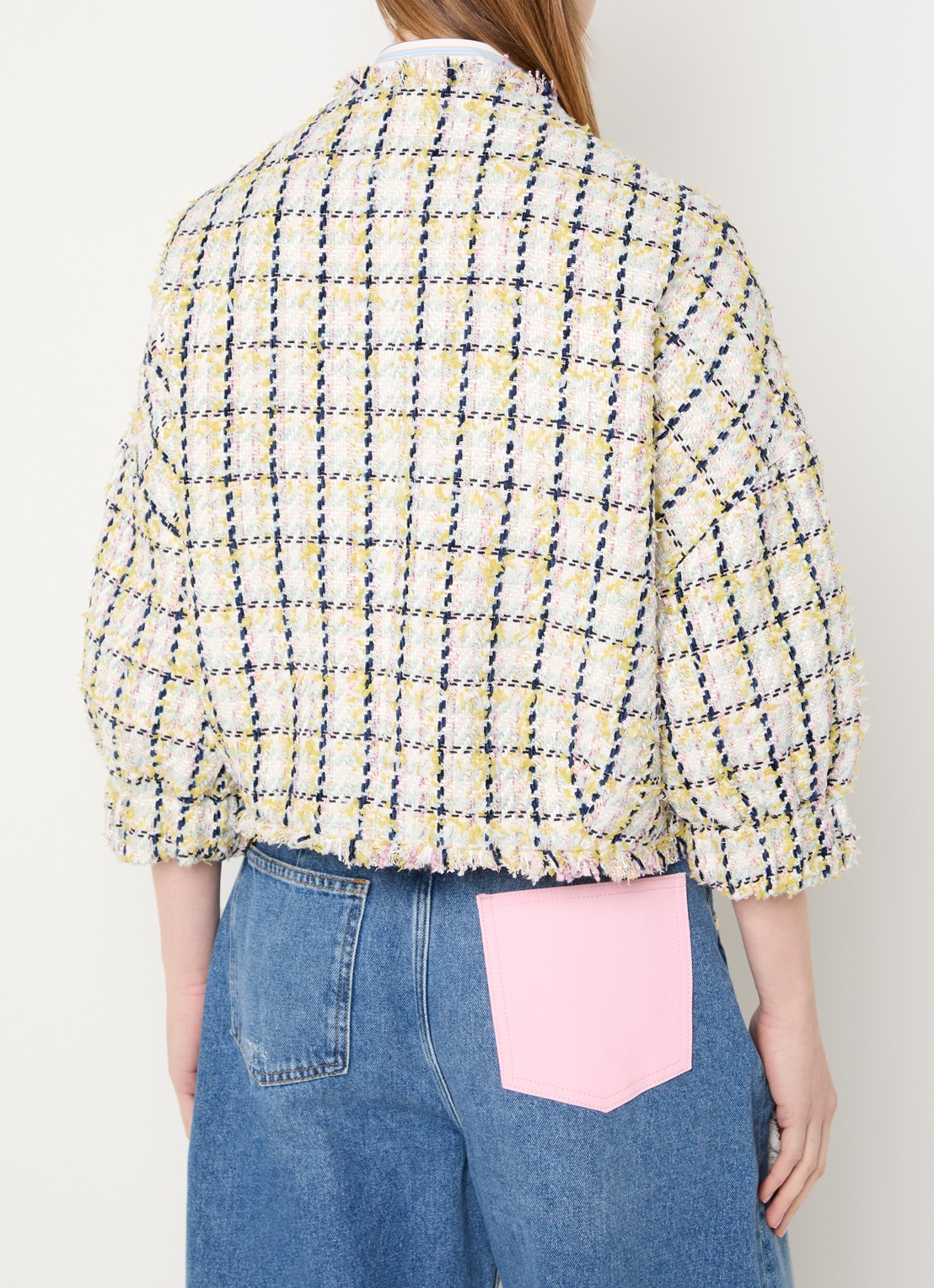 Essentiel Antwerp Jayden oversized jack van bouclé met klepzakken - achterkant 4 wit