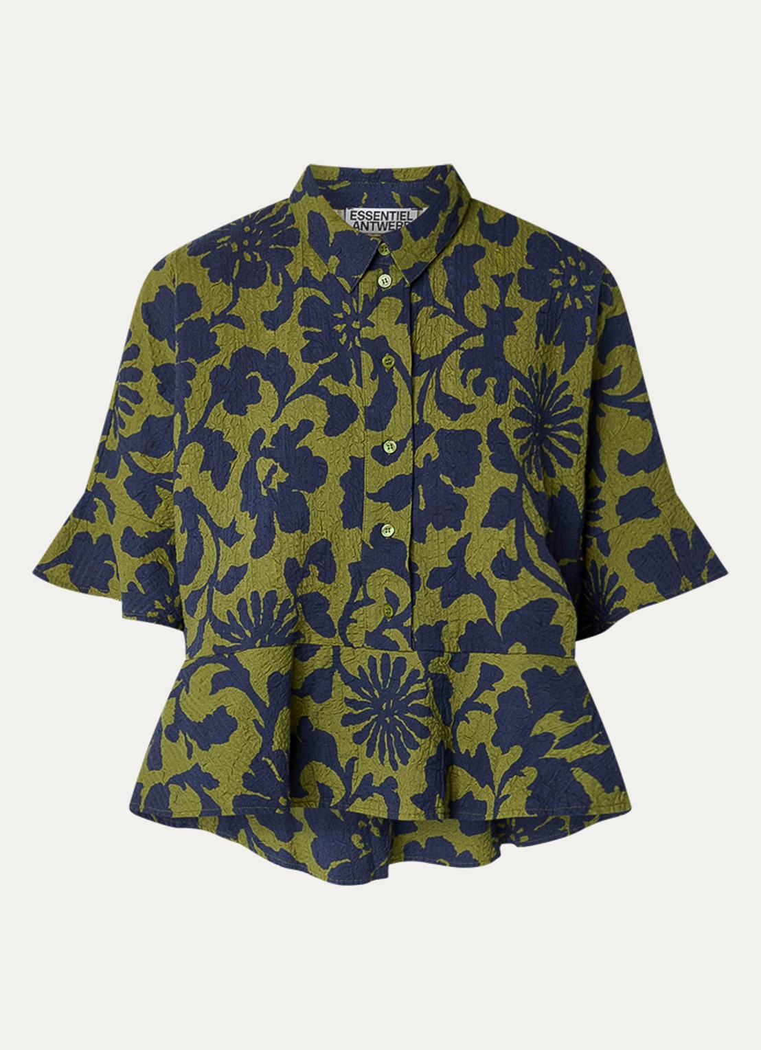 Essentiel Antwerp Jaylee tuniek met structuur en print - voorkant 2 groen
