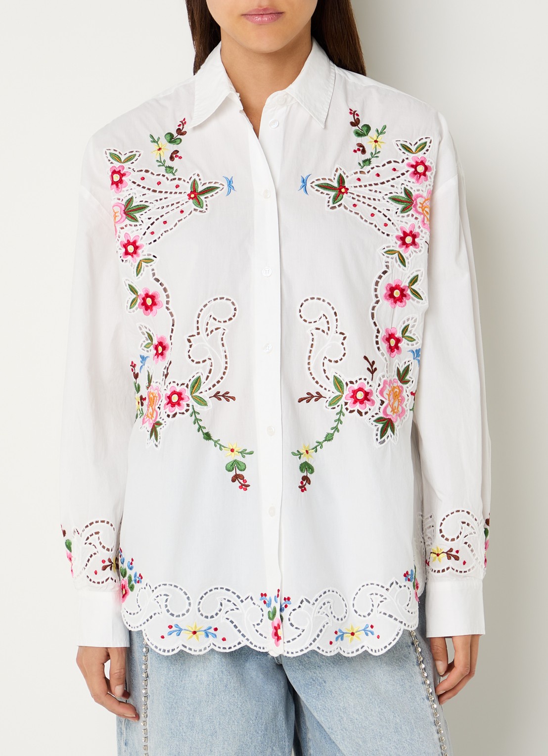 Essentiel Antwerp Jayme blouse met broderie - detail 3 wit