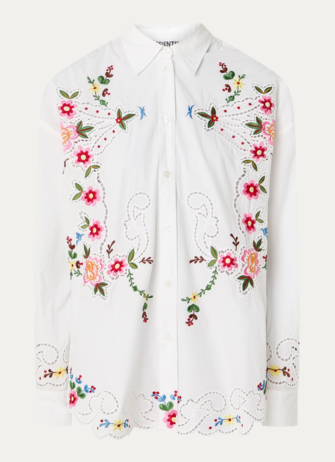 Essentiel Antwerp Jayme blouse met broderie - voorkant wit
