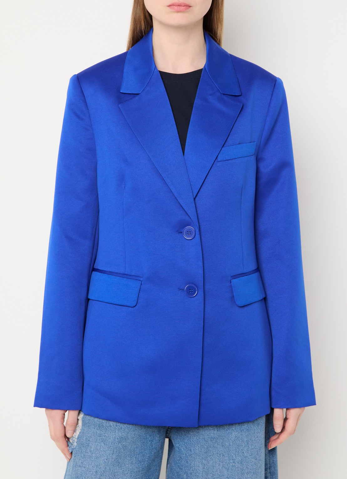 Essentiel Antwerp Jazer blazer met klepzakken - detail 3 kobaltblauw