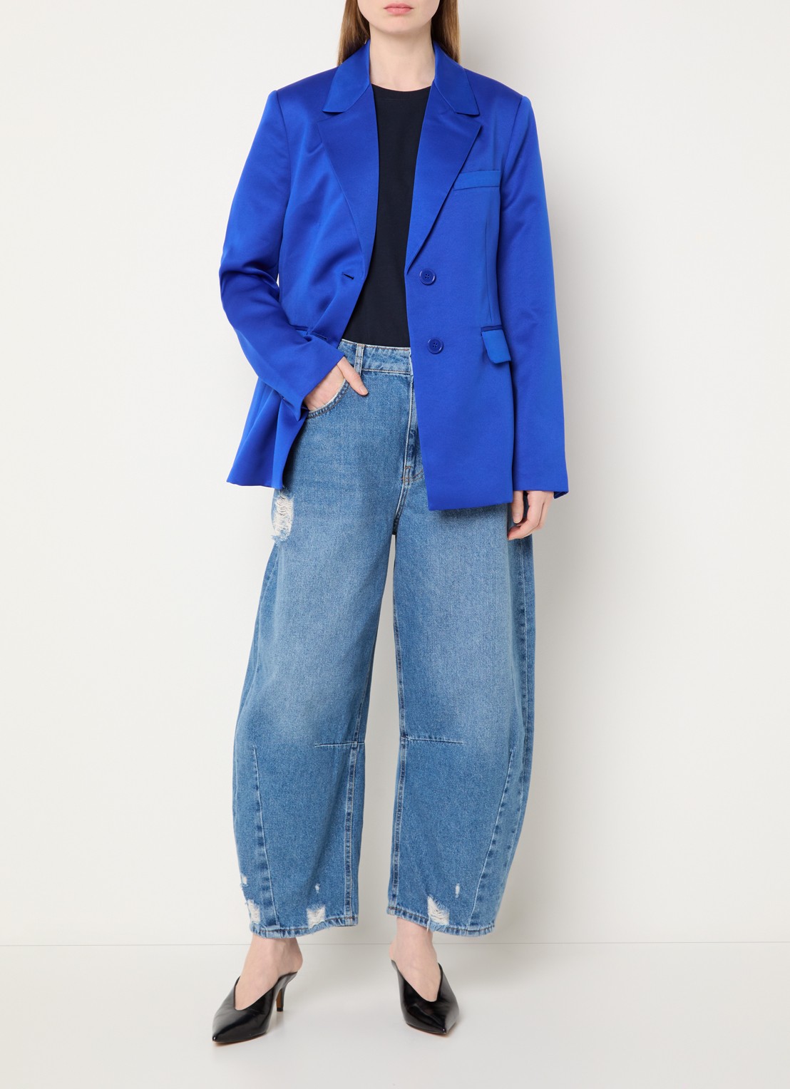 Essentiel Antwerp Jazer blazer met klepzakken - voorkant 2 kobaltblauw