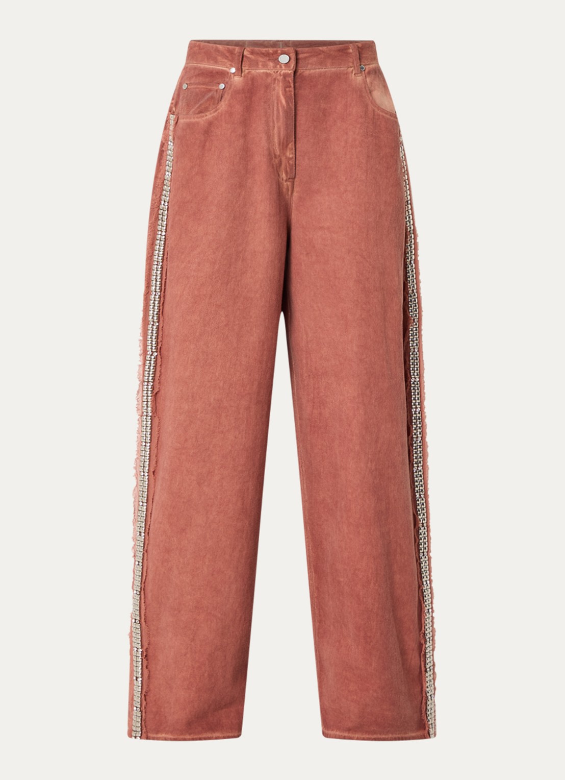 Essentiel Antwerp Jeeper high waist straight fit jeans met gekleurde wassing - voorkant 4 roestbruin