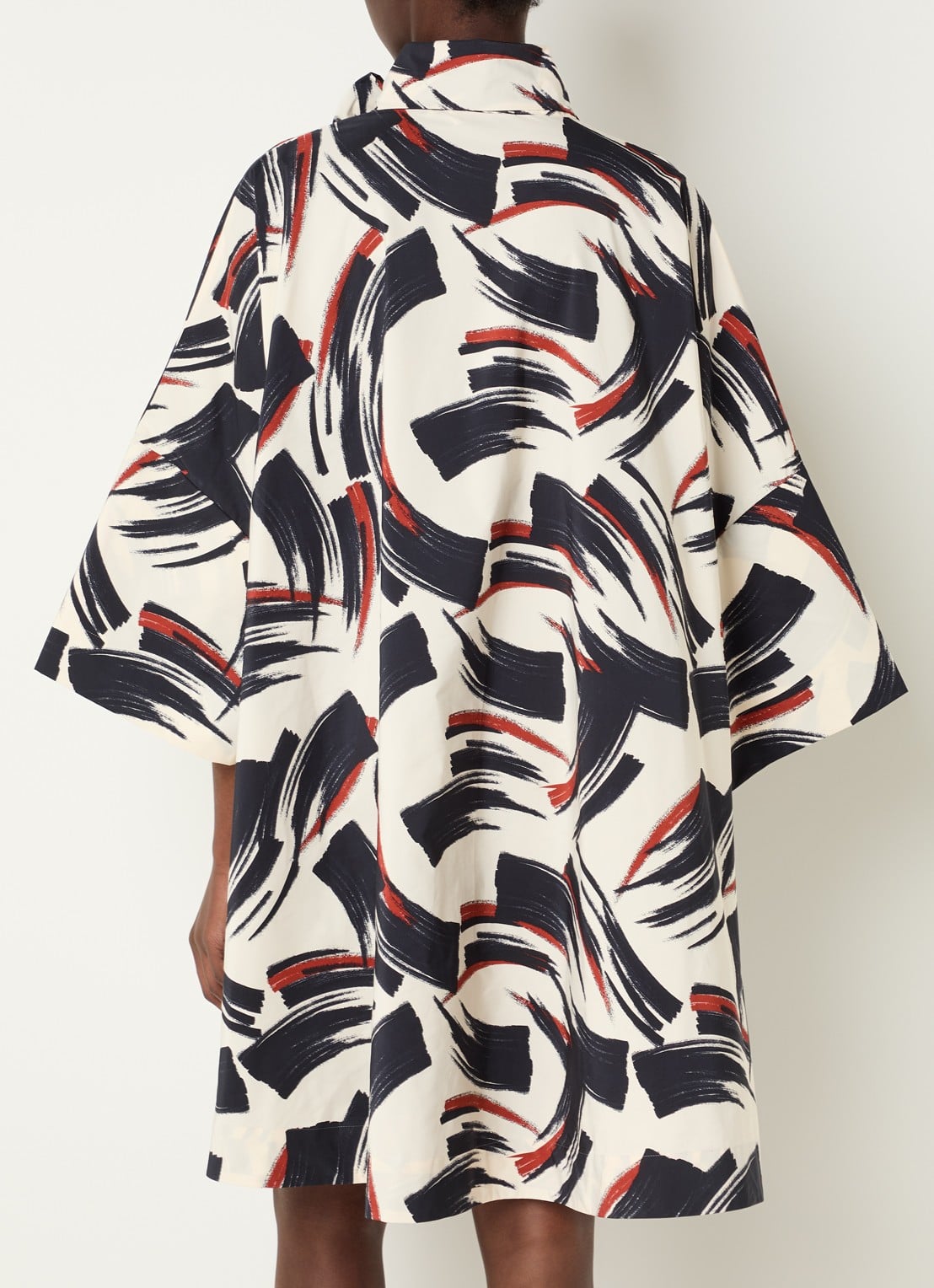 Essentiel Antwerp Jenadine mini tuniekjurk met print en gestrikt detail - achterkant donkerblauw