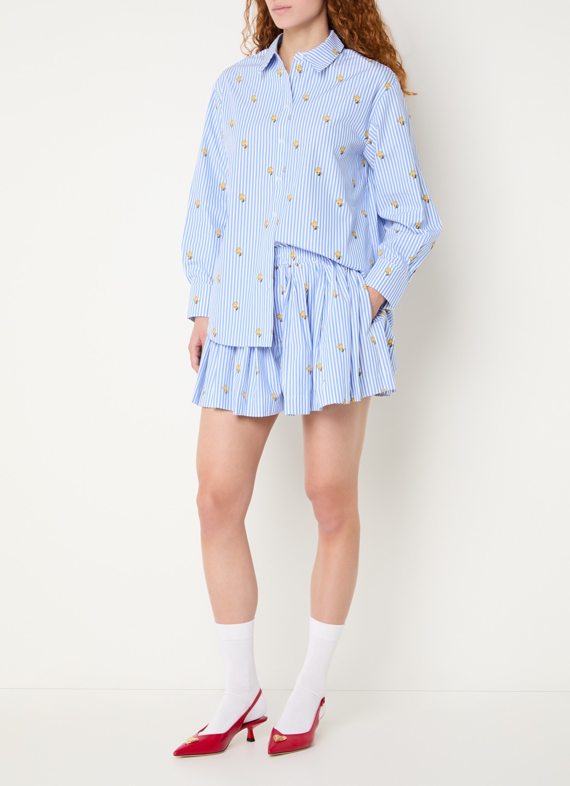 Essentiel Antwerp Jeppermint blouse met print - voorkant 3 blauw