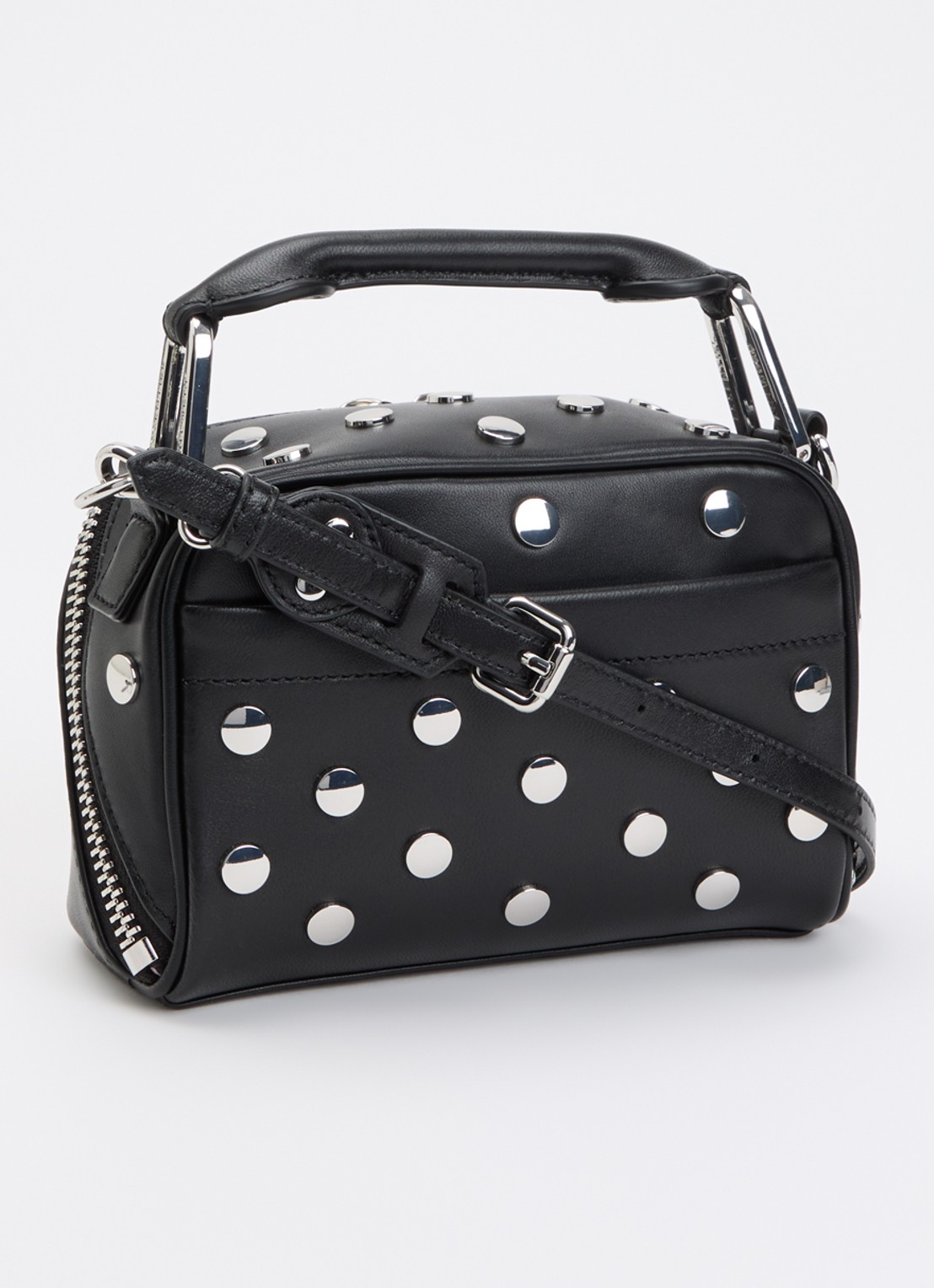 Essentiel Antwerp Jeri Mini handtas van leer met studs en afneembare schouderriem - achterkant zwart