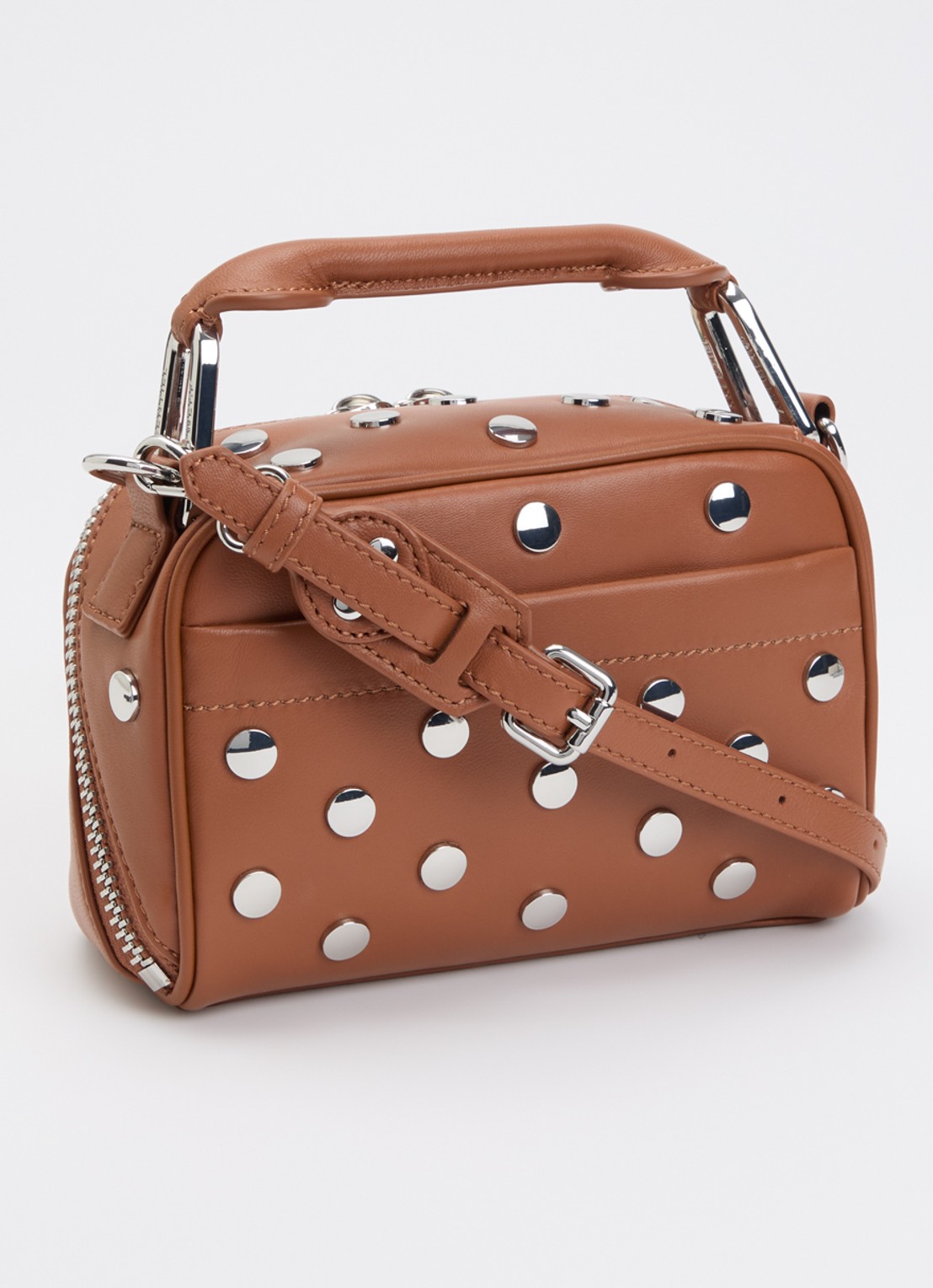 Essentiel Antwerp Jeri Mini handtas van leer met studs en afneembare schouderriem - achterkant 5 bruin