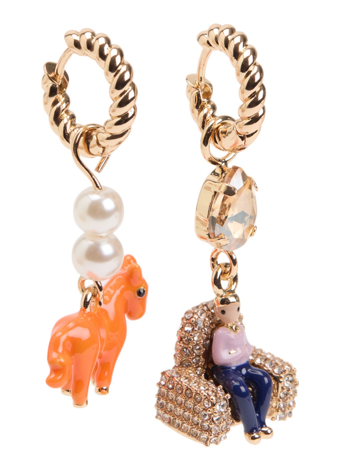 Essentiel Antwerp Jessika oorringen met hanger - voorkant goud