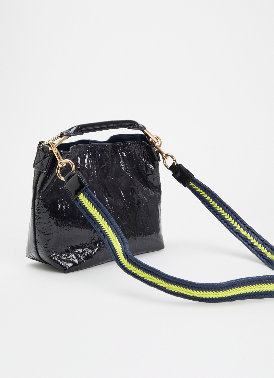 Essentiel Antwerp Jhossi handtas van leer met afneembare schouderriem - achterkant donkerblauw